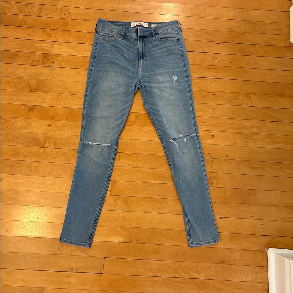 Hollister Light Blue Skinny Jeans Distressed 9S